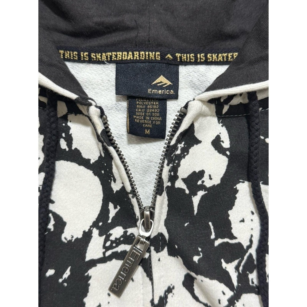 Y2K Emerica Skateboarding Skull Full Zip Hoodie Size M - Picture 7 of 9